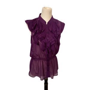 Sheer purple ruffled blouse